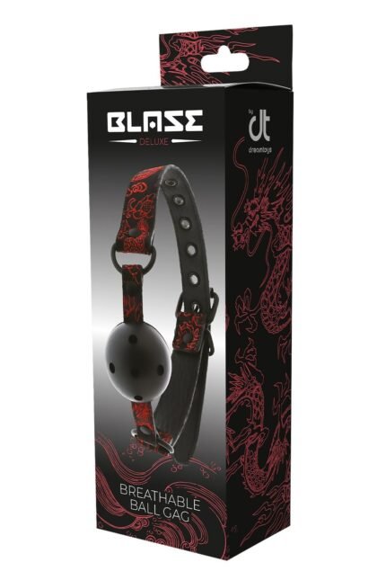 Кляп чорний Dream Toys Blaze Deluxe з червоним візерунком у вигляді вишивки