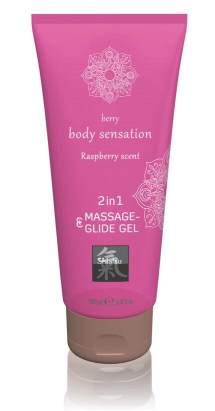 Лубрикант та масажне масло 2 в 1 HOT SHIATSU Massage-& Glide gel 2 in1 Raspberry scent, 200 мл