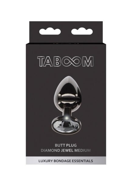 Анальна металева пробка M із чорним каменем Butt Plug With Diamond Jewel Taboom