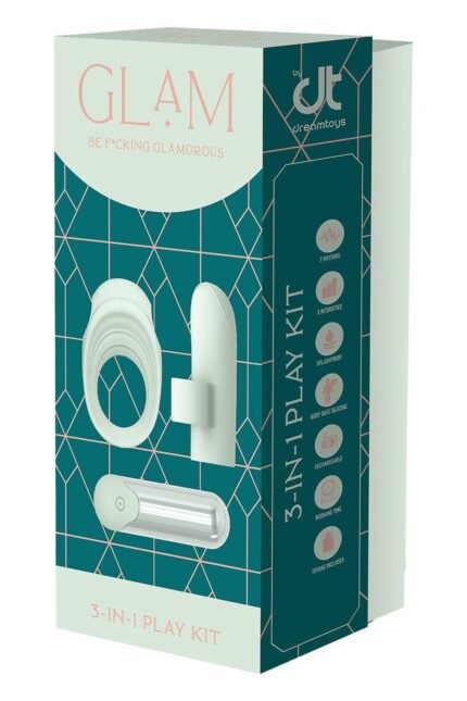 Ерекційне кільце з віброкулею та вібратор на пальчик Dream Toys GLAM м'ятний